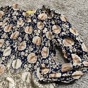 Maeve Floral Ombre Naturecore Fairy Grunge Flowy button front top Shirt sz S